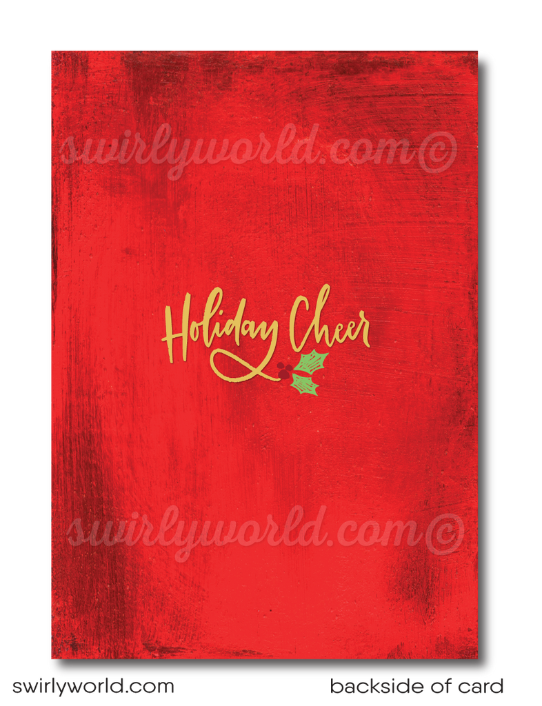Rustic Retro Vintage Traditional Christmas Holiday Dinner Party Invitations