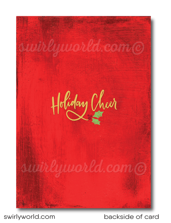 retro holiday Christmas dinner party invitations