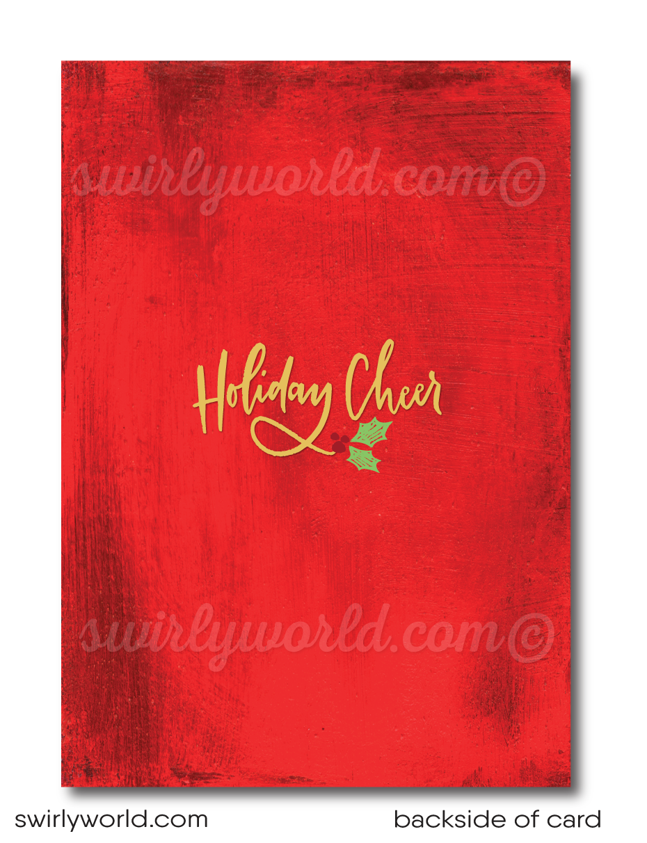Retro Old-Fashioned Christmas Holiday Dinner Party Invitation Digital Download