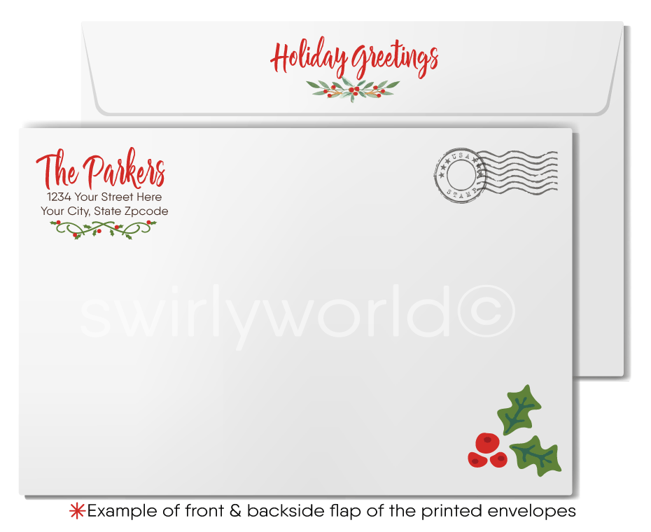 Rustic Retro Vintage Traditional Christmas Holiday Dinner Party Invitations