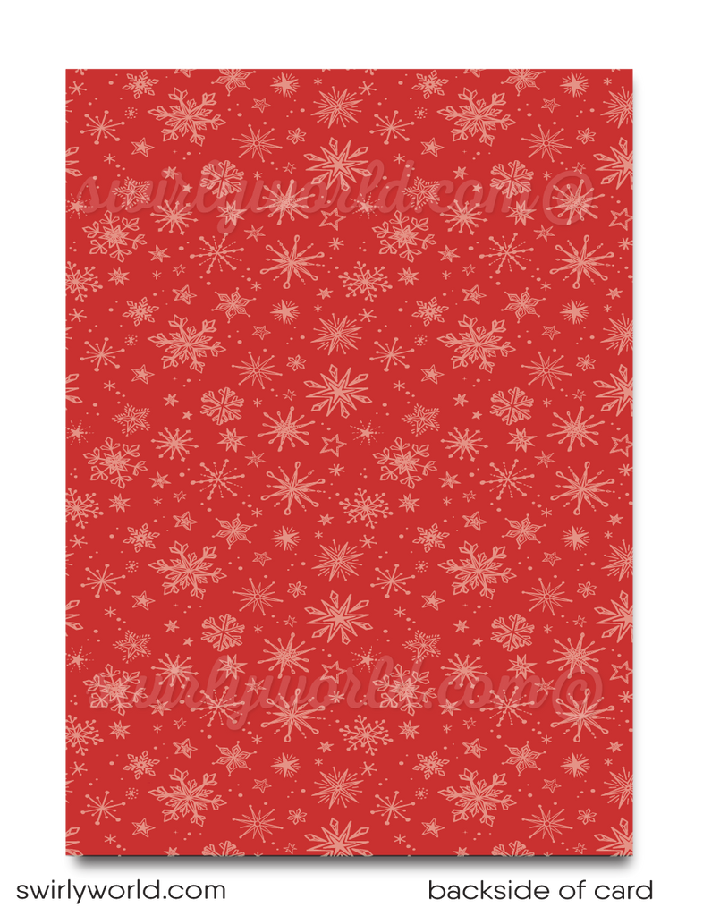 Retro Modern Vintage "Jingle and Mingle" Holiday Dinner Party Invitation Digital Download