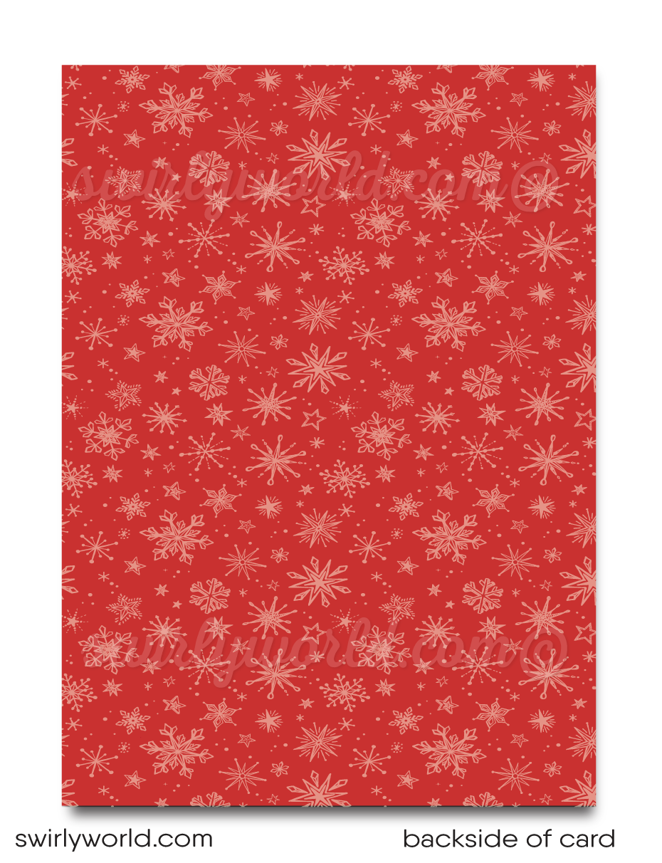 Retro Modern Vintage "Jingle and Mingle" Holiday Dinner Party Invitation Digital Download