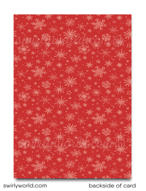 Retro Modern Vintage "Jingle and Mingle" Holiday Dinner Party Invitation Digital Download