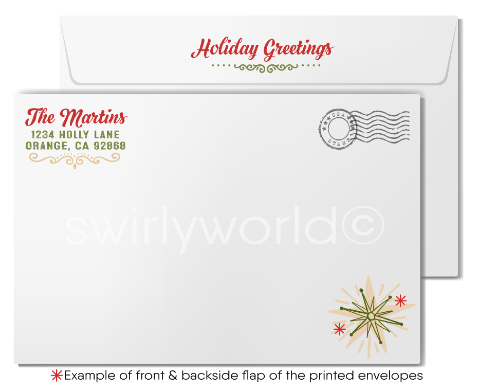 Retro Modern Vintage "Jingle and Mingle" Holiday Dinner Party Invitation Digital Download