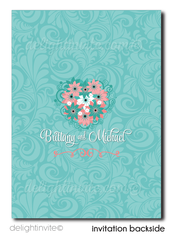 Aqua Diamonds and Pearls Tiffany Blue Printed Bridal Shower Invitations