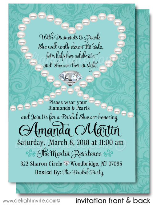 Diamonds and pearls sales baby shower invitations