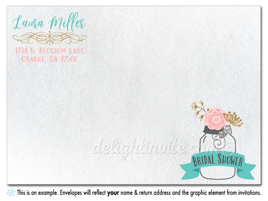 Gorgeous Mason Jar Vintage Floral Printed Bridal Shower Invitations