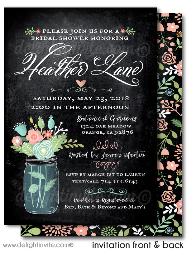 Vintage Botanical Floral Rose Garden Bridal Shower Invitation Digital Download