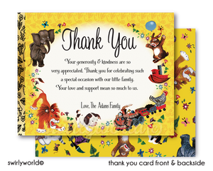 Vintage Little Golden Baby Shower Party Thank You Cards