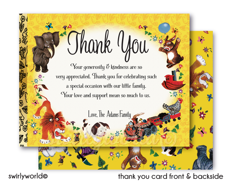 Vintage Little Golden Baby Shower Party Thank You Cards