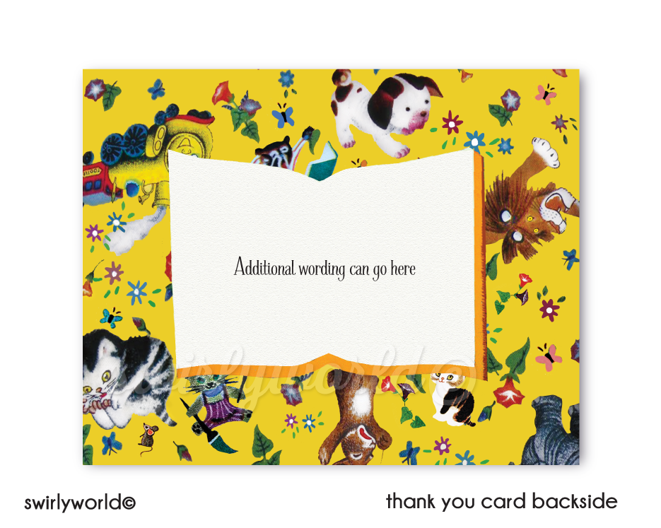 Vintage Little Golden Baby Shower Party Thank You Cards