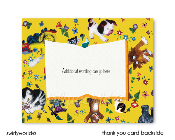 Vintage Little Golden Baby Shower Party Thank You Cards