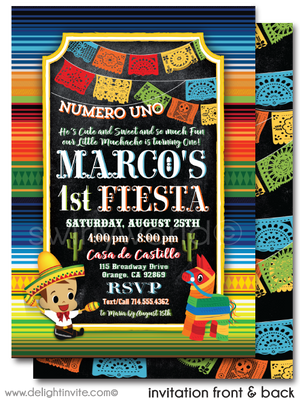 Little Muchacho Numero Uno Mexican Fiesta 1st Birthday Party Invitation Envelopes