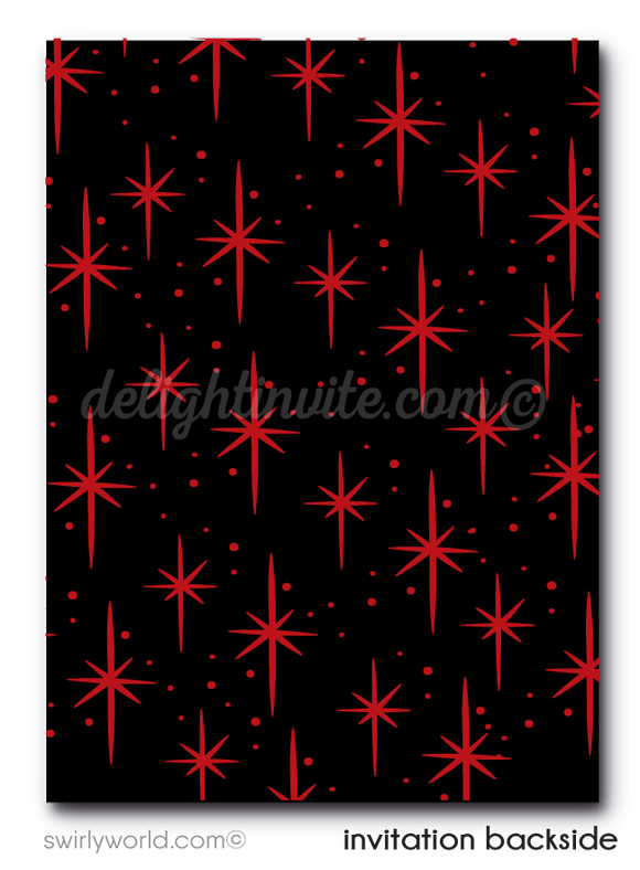 Retro Rockabilly Sexy Black Hair Pinup Girl 30th Birthday Party Invitation Digital Download
