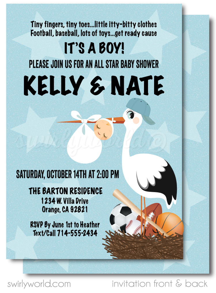 All star baby shower invitations outlet