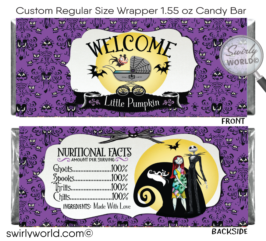 Digital Nightmare Before Christmas Halloween Baby Shower Bundle Set