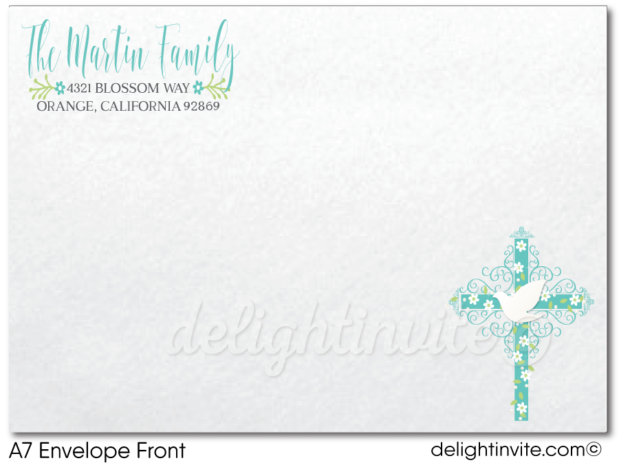 Vintage White Doves Flower Girls' 1st First Holy Communion Invitation Digital Download