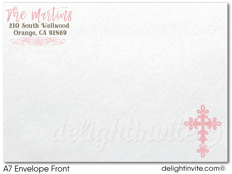 Vintage Lace Rosegold First 1st Holy Communion Invites for Girls