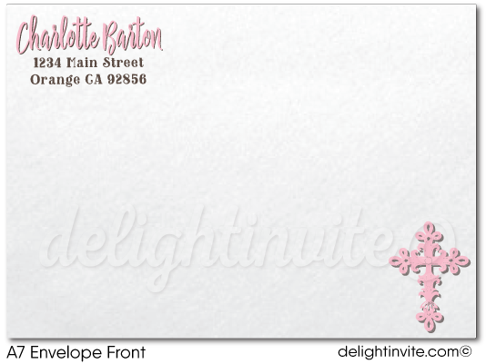 Rustic Pink Lace First 1st Holy Communion Invitation Digital Download