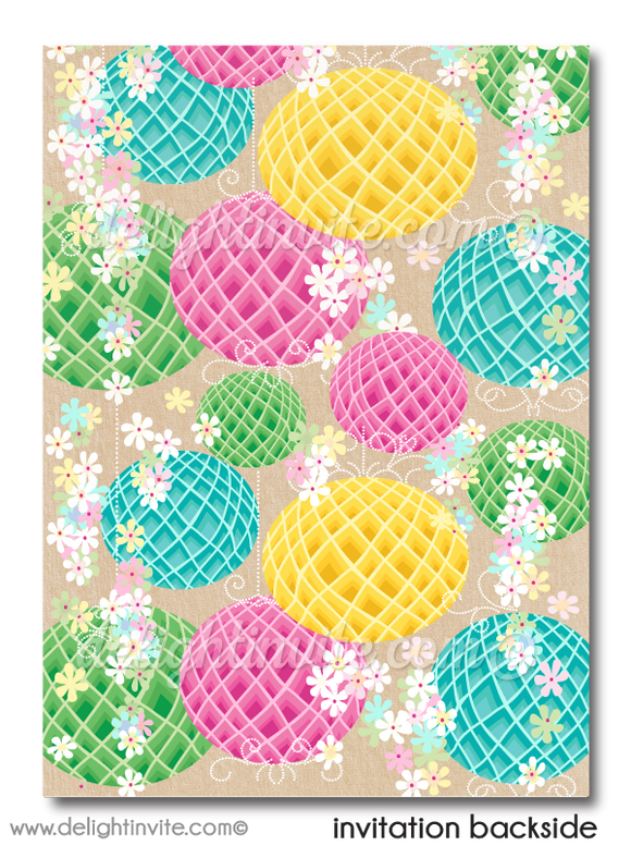 Spring Lanterns Girls First Holy Communion Invitations