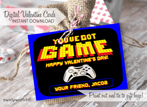 vintage 1980's arcade video game Valentine's day cards for boys school classroom