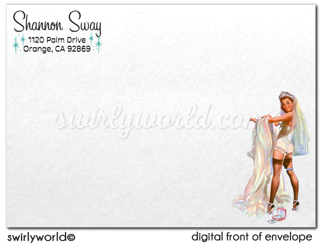 Retro Pin-Up Girl Rockabilly Vintage Bridal Shower Printed Invitations