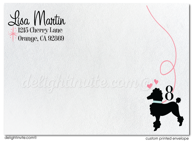 Retro 1950s Grease Poodle Skirt Sock Hop Fifties Birthday Party Invitation Envelopes