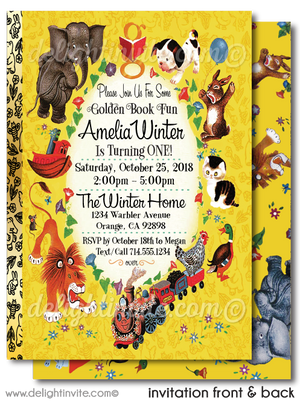 Vintage Little Golden Book Birthday Party Invitation Envelopes