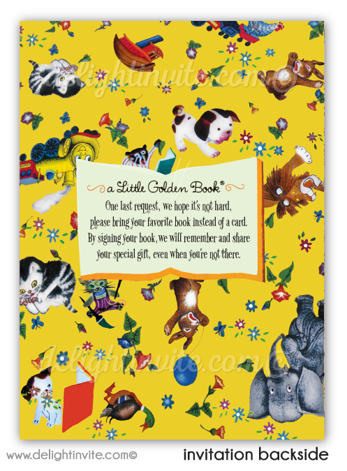 Vintage Little Golden Book Birthday Party Invitation Envelopes