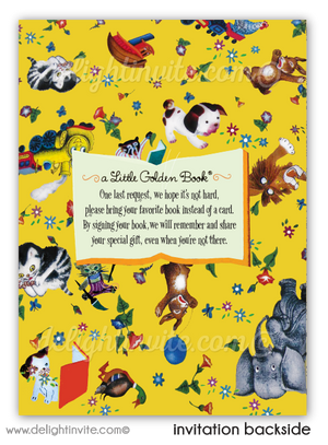 Vintage Little Golden Book Birthday Party Invitation Envelopes