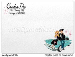 Retro 1950s Grease Pink Ladies Rockabilly Sock Hop Birthday Party Invitation Envelopes