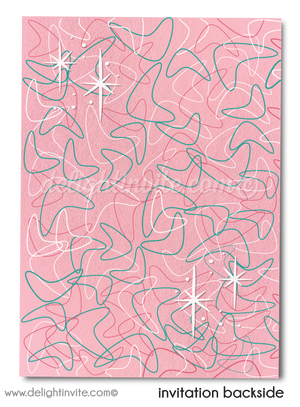 Hey Daddy-O! Check out these swanky retro 1950's style Sock Hop Juke Box Grease Pink Ladies birthday party invitations!