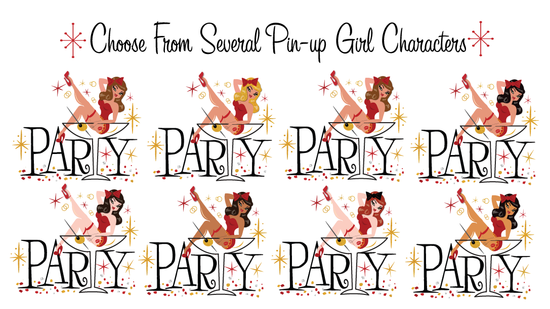 Retro Mid-Century Pin-up Girl Bachelorette Party Invitations & Thank You Cards - Customizable 1950s Glamour Set