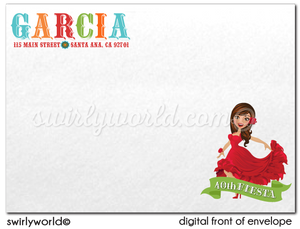 Señorita Papel Picado Paper Flags Fiesta 40th Birthday Printed Invitations