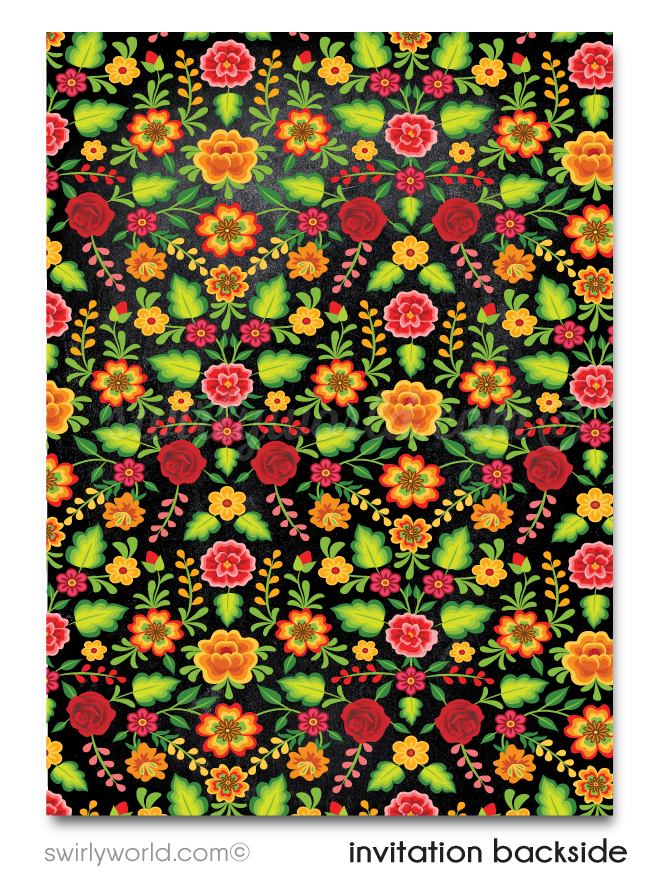 Señorita Papel Picado Paper Flags Fiesta 40th Birthday Printed Invitations