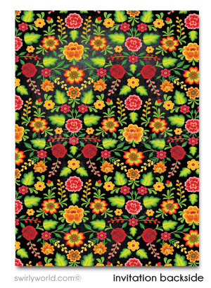 Señorita Papel Picado Paper Flags Fiesta 40th Birthday Printed Invitations