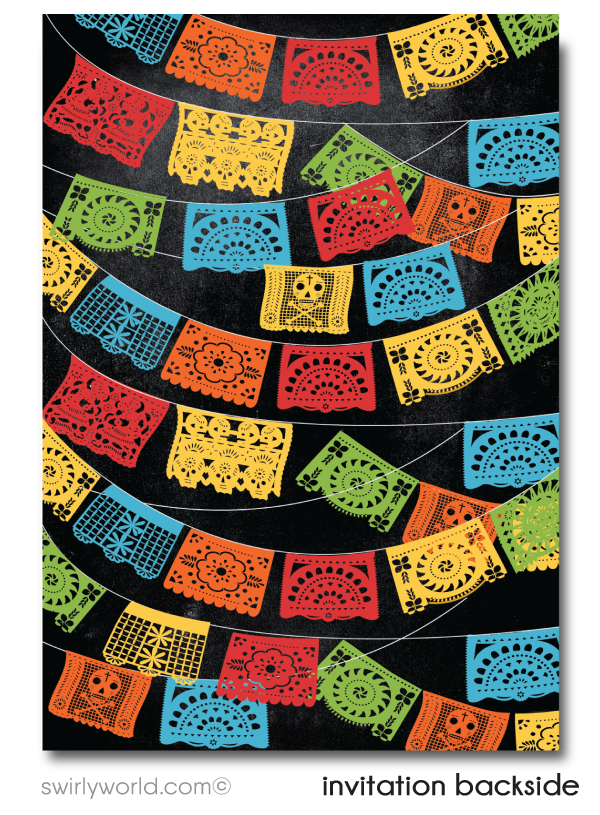 Papel Picado Paper Flags Fiesta Boy 1st First Holy Communion Invitation Digital Download
