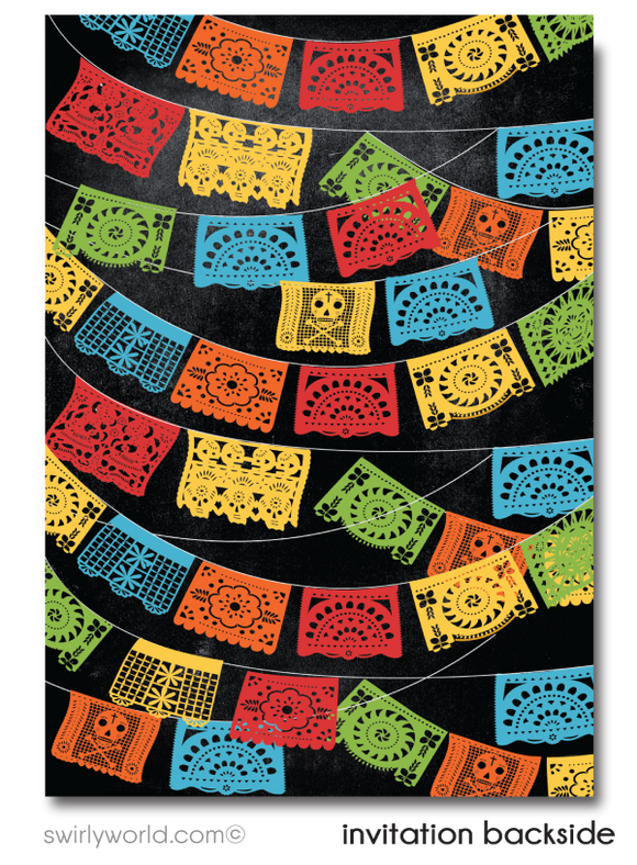 Papel Picado Paper Flags Fiesta Boy 1st First Holy Communion Invitation Digital Download