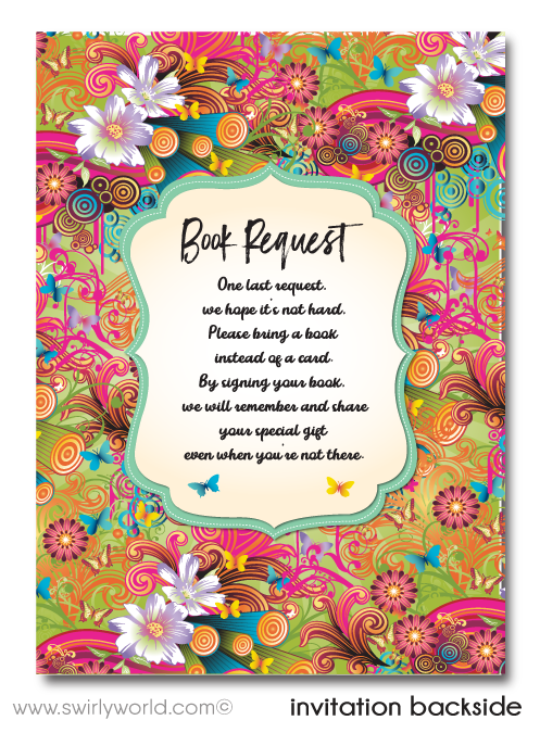 Gender Neutral Groovy Psychedelic Hippie Chic Bohemian Printed Baby Shower Invitations