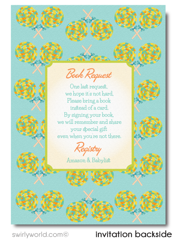 Gender Neutral Candy-Land Sweet Shop Couple's Baby Shower Printed Invitations