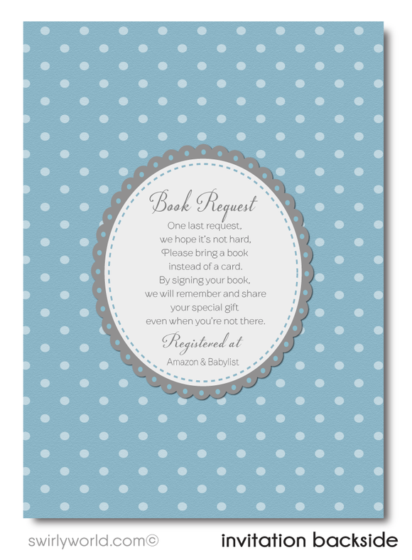 Blue and Gray Baby Elephant, Little Peanut Boy Printed Baby Shower Invitations