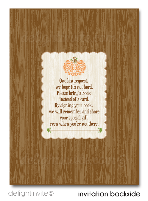 Little Pumpkin Fall Halloween Printed Baby Shower Invitations