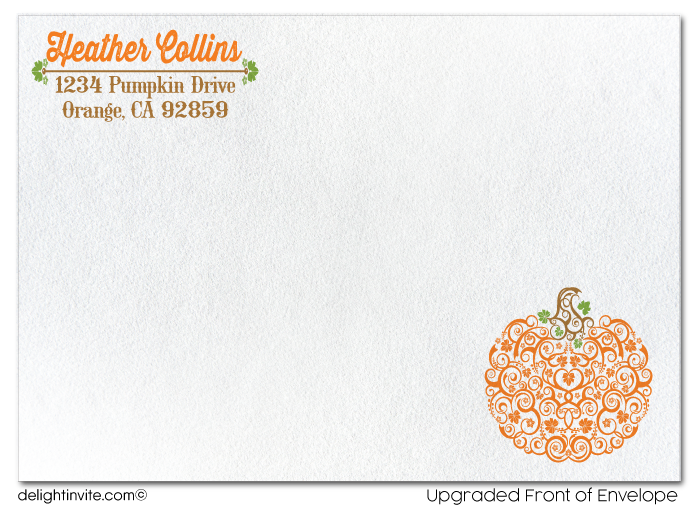 Little Pumpkin Fall Halloween Printed Baby Shower Invitations