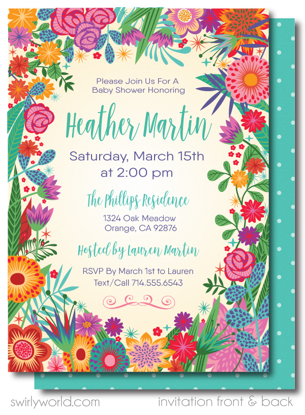 Beautiful Botanical Floral Gender Neutral Couple's Outdoor Printed Baby Shower Invitations