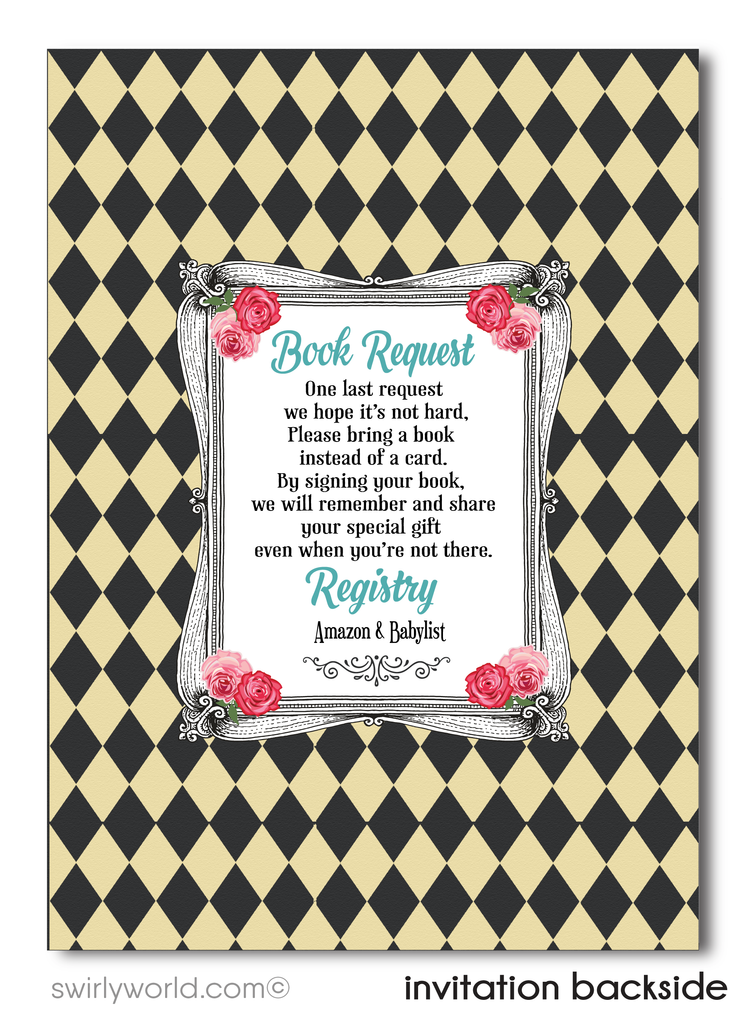 Alice in Wonderland Mad Hatter's Tea Party Printed Baby Shower Invitations