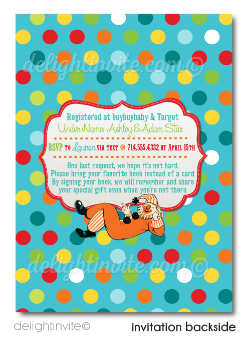 Printed Retro Vintage Circus Carnival Baby Shower Invitations