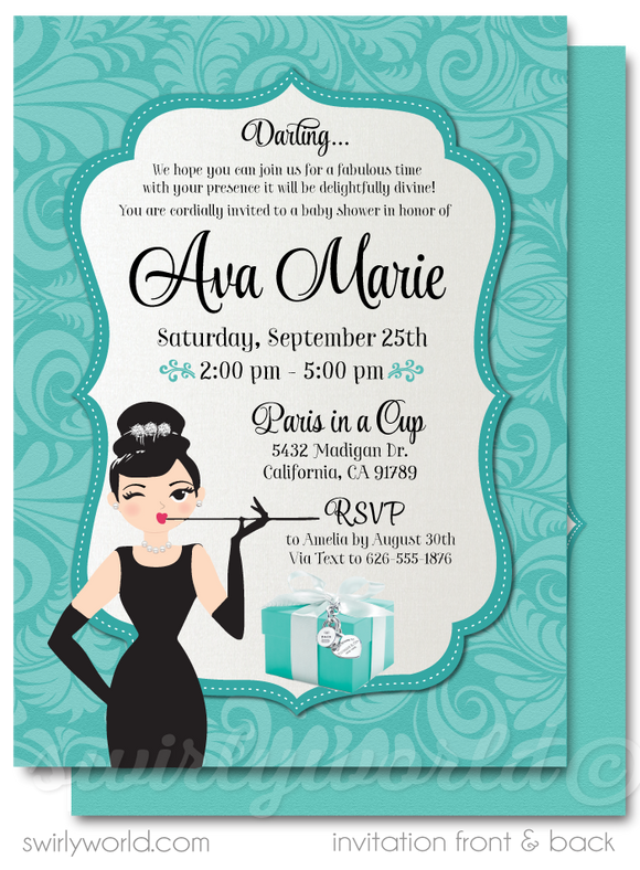 Breakfast at Tiffany's Chandelier Baby Shower Digital Invitation Instant Download