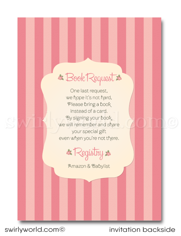 Welcome your baby girl with Swirly World's 'Tickled Pink' 1950s Retro Baby Shower Invitation Bundle. Features a vintage baby girl design in soft pink with polka dots and chic stripes. Easily editable on Corjl, instantly download your customized invites and thank you cards for a charmingly stylish celebration.