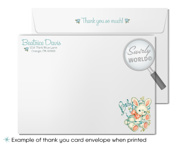 1940s Vintage Precious "It's a Boy" Blue Baby Shower Thank You Cards