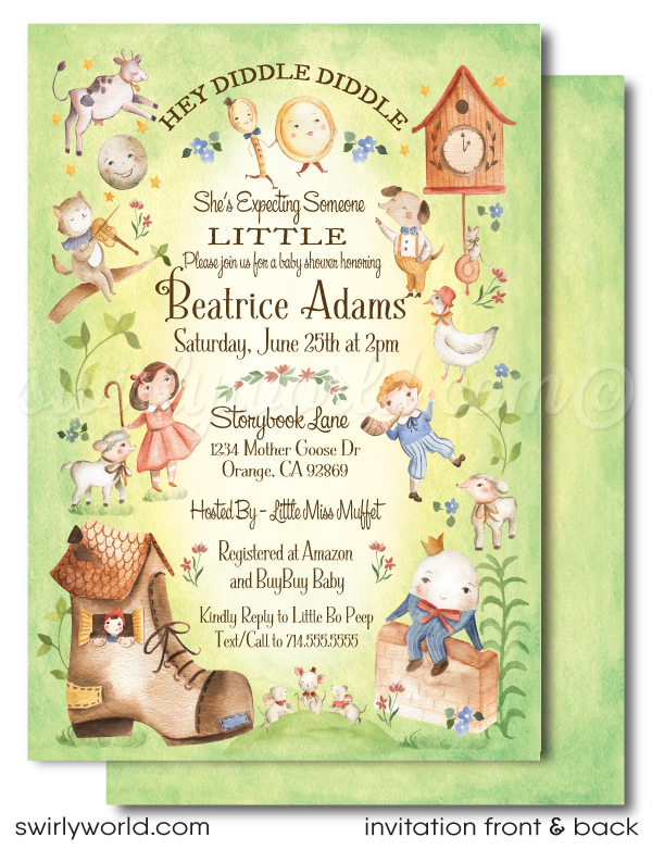 Nursery rhyme best sale baby shower invitations